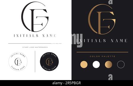 Luxus GF oder FG Erstmaliges Monogramm Text Letter Logo-Design Stock Vektor