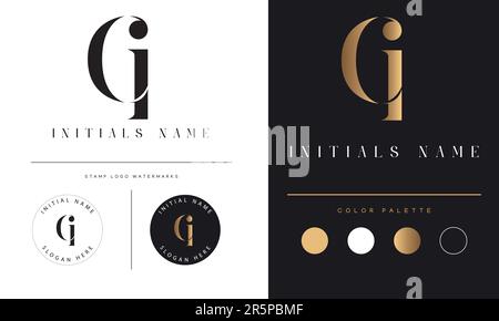 Luxury CI oder IC – ursprüngliches Monogramm Text Letter Logo-Design Stock Vektor