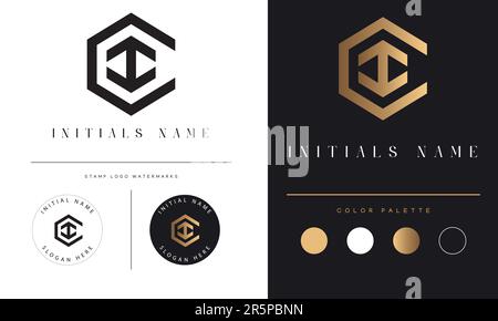 Luxury CI oder IC – ursprüngliches Monogramm Text Letter Logo-Design Stock Vektor