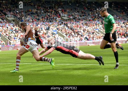 Betfred Super League Rugby, Magic Weekend, St James Park, Newcastle, Sonntag, 4. Juni 2023, St Helens 48 - 6 Huddersfield Giants, Großbritannien Stockfoto