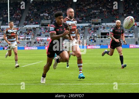 Betfred Super League Rugby, Magic Weekend, St James Park, Newcastle, Sonntag, 4. Juni 2023, St Helens 48 - 6 Huddersfield Giants, Großbritannien Stockfoto