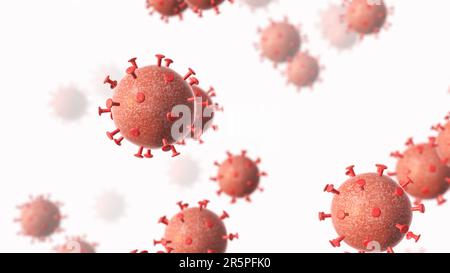 Mikroskopische Betrachtung von schwimmenden Viruszellen Stockfoto