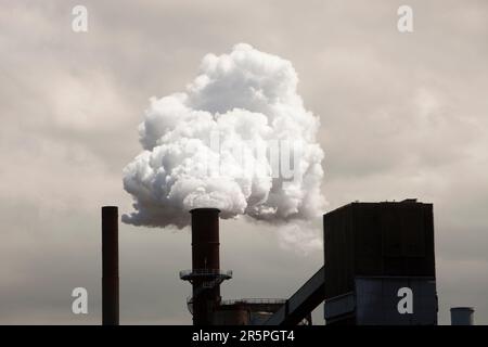 Emissionen von Bluescope Steel arbeitet in Port Kembla, Wollongong, Australien. Stockfoto