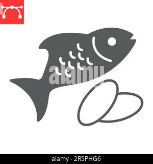 Omega-3-Glyphe-Symbol, Supplemente und Vitamine, Fischöl-Kapsel-Vektorsymbol, Vektorgrafiken, editierbares Strich-Vollzeichen, eps 10. Stock Vektor