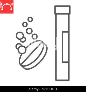 Brauseglases Vitaminliniensymbol, Supplemente und Gesundheit, lösliches Tablettenvektorsymbol, Vektorgrafiken, editierbares Konturzeichen, eps 10. Stock Vektor