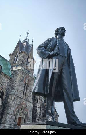 Statue von Sir Wilfrid Laurier, Parliament Hill, Ottawa, Ontario, Kanada Stockfoto