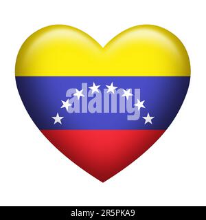 Herzform der Venezuela Flagge isoliert auf weiß Stockfoto
