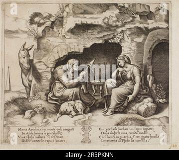 Apuleius verwandelt sich in einen Esel Datum: 1530/40 Künstler: Meister der Würfel (Italienisch, aktiv c. 1530-1560) Stockfoto