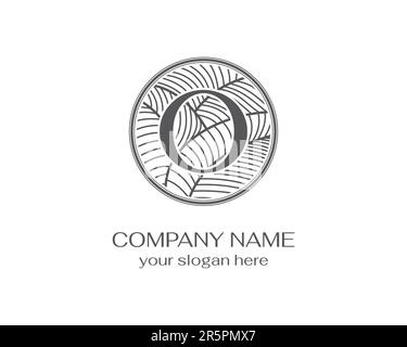 Das O-Logo in einem wunderschönen runden Blattrahmen. Vorlagenelemente für Buchstabe O-Logo. Persönliches Monogramm. Elegantes Vector-Logo. Buchstabe o Logo Designbuchstabe o Lux Stock Vektor