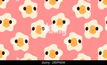 Spiegeleier, rosa Muster. Nahtlose, lustige Tapete. Stock Vektor