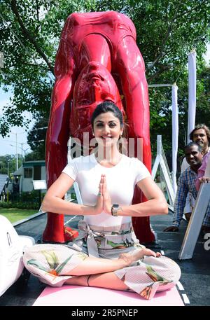 Shilpa Shetty, Shilpa Shetty Kundra, indische Schauspielerin, Yoga-Statue, Mumbai, Indien, Den 17. Mai 2017 Stockfoto