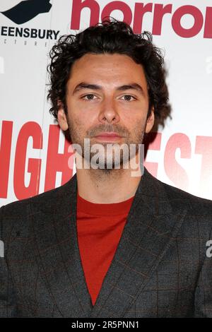 Aidan Turner besucht die europäische Premiere von „der Mann, der Hitler getötet hat, und dann der Bigfoot“ am Cineworld Leicester Square in London. Stockfoto