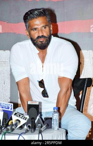 Sunil Shetty, Suniel Shetty, indischer Schauspieler, Filmproduzent, Pressekonferenz, Mumbai, Indien, 17. Mai 2017 Stockfoto