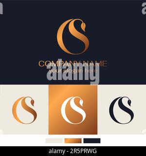 OS-Logo mit Wassertropfen und Baumblatt. Elemente der Vorlage für das BS-Letter-Logo. Persönliches Monogramm. Elegantes Vector-Logo. Letter os Logo Designbuchstabe SO Stock Vektor