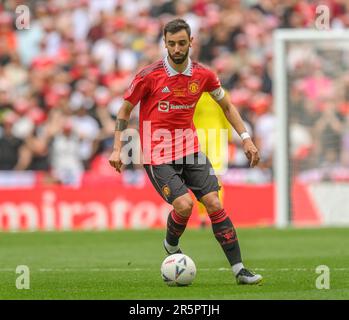 London, Großbritannien. 03. Juni 2023. 03. Juni 2023 – Manchester City/Manchester United – Emirates FA Cup-Finale – Wembley Stadium. Bruno Fernandes von Manchester United beim FA Cup-Finale 2023. Bildkredit: Mark Pain / Alamy Live News Stockfoto