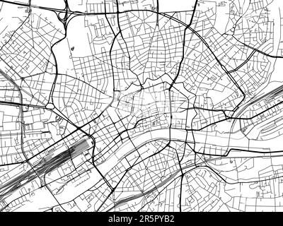 Vector-Straßenkarte der Stadt Frankfurt am Main auf weißem Hintergrund. Stockfoto