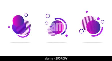 Set aus runden abstrakten Abzeichen, Symbolen oder Formen in trendigen Farben Stock Vektor