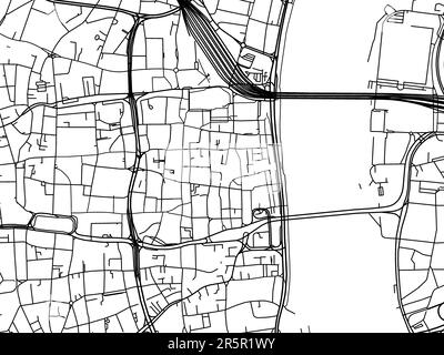 Vector-Straßenkarte der Stadt Köln Zentrum auf weißem Hintergrund. Stockfoto