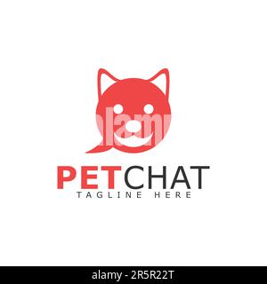 logo-Vorlage für EPS10-Vektor-PET-Chat oder Hundechat isoliert auf weißem Hintergrund Stock Vektor