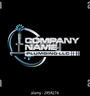Klempnerservice Logo-Vorlage, Wasser-Service-Logo Stock Vektor