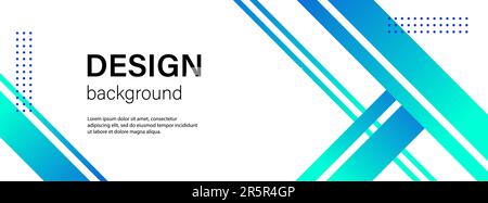 Minimale lange weiße Bannervorlage mit blauen verlaufenden Linien. Geschäftlicher abstrakter Hintergrund für soziale Medien, facebook-Titelseite, Web-Header Stock Vektor