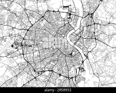 Straßenkarte der Stadt Bordeaux in Frankreich auf weißem Hintergrund. Stockfoto