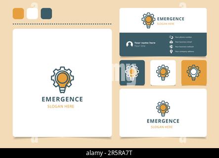 Emergence-Logo mit editierbarem Slogan. Branding-Buch und Visitenkartenvorlage. Stock Vektor