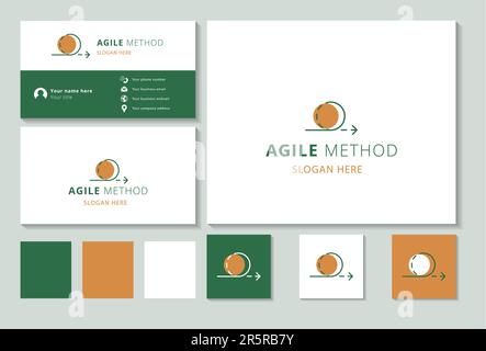 Agile Method Logo-Design mit editierbarem Slogan. Branding-Buch und Visitenkartenvorlage. Stock Vektor