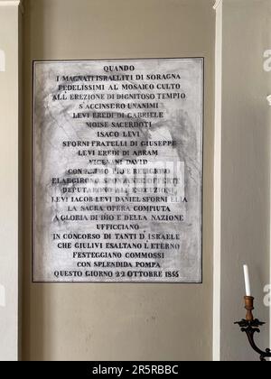 Soragna, Italien - 2023. Mai Gegenstände, Symbole, Objekt der jüdischen Tradition in der Synagoge und Museum in Fausto Levi, Parma, Italien Stockfoto