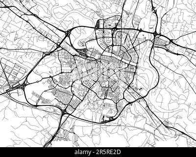 Vector-Straßenkarte der Stadt Saragoza in Spanien auf weißem Hintergrund. Stockfoto