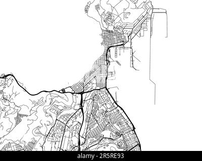 Vector-Straßenkarte der Stadt Las Palmas de Gran Canaria in Spanien auf weißem Hintergrund. Stockfoto