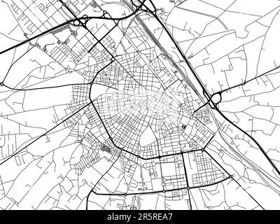 Vector-Straßenkarte der Stadt Albacete in Spanien auf weißem Hintergrund. Stockfoto