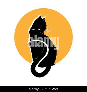 Eine schwarze Katze auf gelbem Hintergrund Stock Vektor