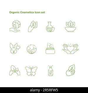 Symbol für organische Kosmetik. Umweltfreundliche Plakate für Kosmetikartikel und vegane Speisen ohne Grausamkeit Stock Vektor