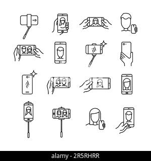 Symbol für Selfie-Zeile. Foto von sich selbst mit einem Smartphone oder einer Webcam Stock Vektor