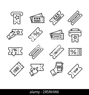 Einfacher Satz von Tickets für Vektorlinien-Symbole Stock Vektor