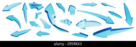 3D hellblaue Pfeile mit dunkelblauen Rändern für das Design der Miniaturbilder/Vorlagen/Anzeigen/Kunst/Animationen und Filme Stockfoto