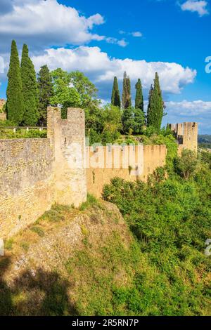 Portugal, Tomar, ehemaliger Sitz des Tempelritter-Ordens, Stadtmauern des Schlosses Stockfoto