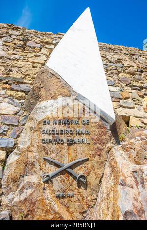 Portugal, Region Alentejo, Castelo de Vide, die mittelalterliche Burg, Denkmal zu Ehren von Hauptmann Fernando Salgueiro Maia, Held der Nelkenrevolution, am 25. April 1974 Stockfoto