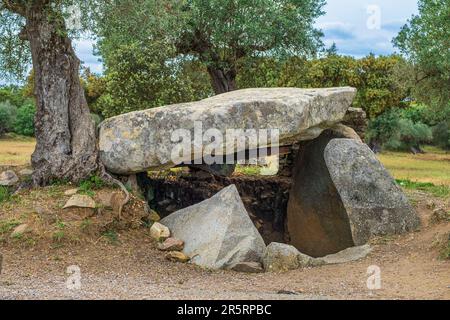 Portugal, Region Alentejo, Umgebung von Monsaraz, megalithischer Komplex von Olival da Pega von 3500 bis 3000 v. Chr Stockfoto