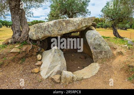 Portugal, Region Alentejo, Umgebung von Monsaraz, megalithischer Komplex von Olival da Pega von 3500 bis 3000 v. Chr Stockfoto