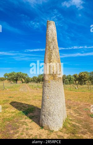 Portugal, Region Alentejo, Umgebung von Monsaraz, Menhir von Bulhoa aus den Jahren 4000 bis 3000 v. Chr Stockfoto