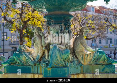 Portugal, Lissabon, Viertel Baixa de Lisboa, Brunnen auf dem Platz von König Peter IV (Pracala Dom Pedro IV) Stockfoto