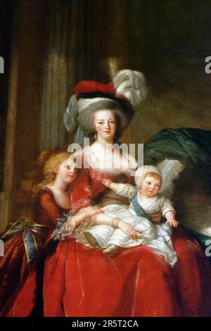 Frankreich, Yvelines, Versailles, Schloss von Versailles, von der UNESCO zum Weltkulturerbe erklärt, Vorkammer des Grand Couverts, Marie-Antoinette und ihre Kinder von Elisabeth Louise Vigee Le Brun (1787) Stockfoto