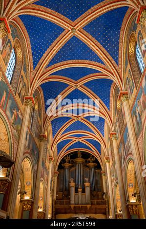 Frankreich, Paris (75), Saint-Germain-Viertel, Saint-Germain-des-Prés-Kirche, Orgel und Decke Stockfoto