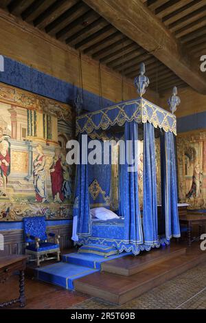 Frankreich, Loiret, Loire-Tal, das von der UNESCO zum Weltkulturerbe erklärt wurde, Sully sur Loire, Chateau de Sully sur Loire, 14.-18. Jahrhundert, Schlafzimmer des Königs, Wandteppiche der Psyche Stockfoto