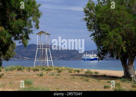 Axaios Ferry, Skala, Agizing, Saronische Inseln, Griechenland. Stockfoto