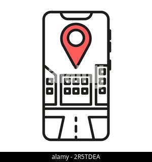 Navigator. Ein einfaches lineares Symbol mit einem GPS-Bild auf dem Bildschirm Stock Vektor