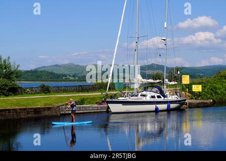 Crinan, Schottland, Großbritannien. 5. Juni 2023 Das herrliche warme und sonnige Wetter setzt sich an der Westküste fort, und die Menschen genießen die Natur in einer attraktiven Umgebung mit den malerischen Dörfern entlang der Küste. Crinan-Kanalbecken. Kredit: Craig Brown/Alamy Live News Stockfoto