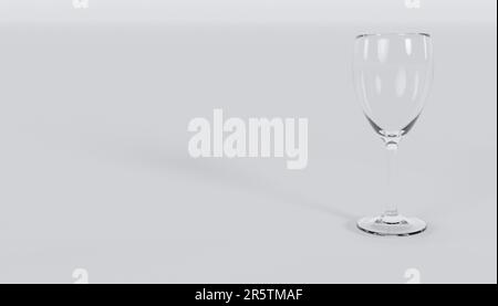 Leeres Klarglas mit Tröpfchen. Isoliert auf weißem Hintergrund.3D-Rendering. Stockfoto